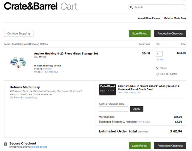 crate and barrel delivery status