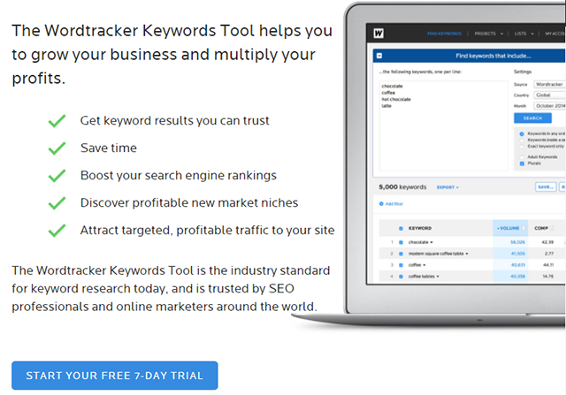 Wordtracker keywords tool