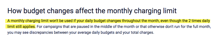budget changes and monthly charging limit