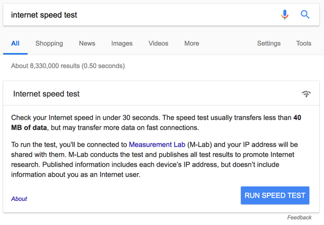 internet speed test google