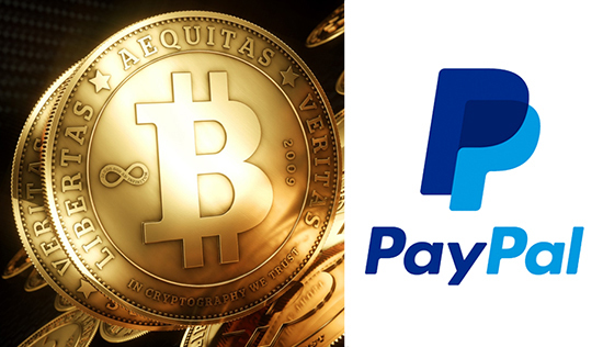 bitcoin with paypal logo