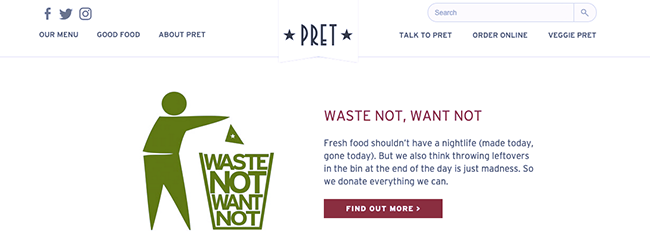 Pret food waste policy.