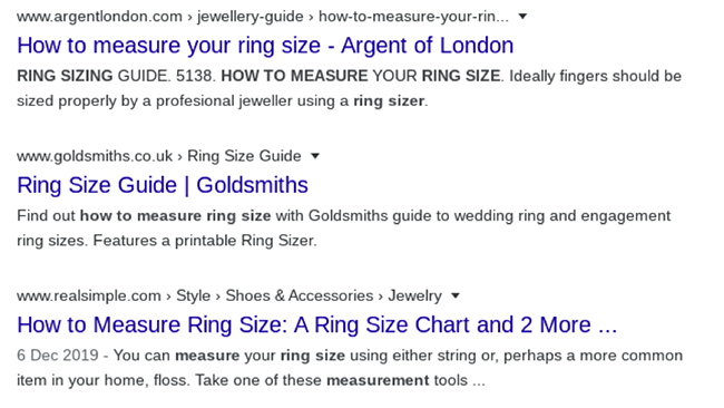 Ring size.