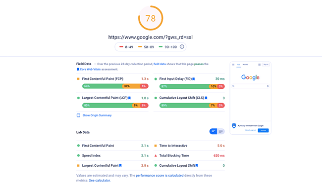 Page Speed Insights/