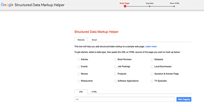 Structured Data Markup Helper.