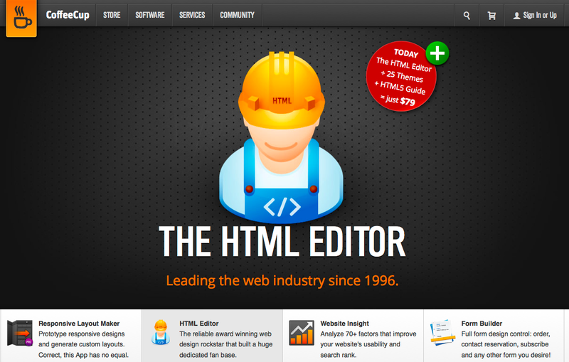 coffeecup.com html builder landing page