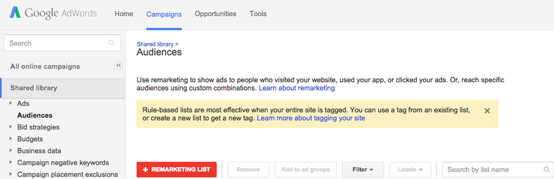 Google AdWords custom target audiences