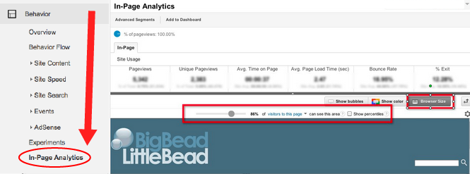 In-page analytics