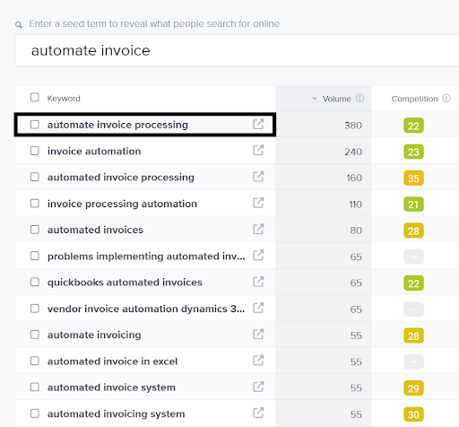 Automate invoice keyword search
