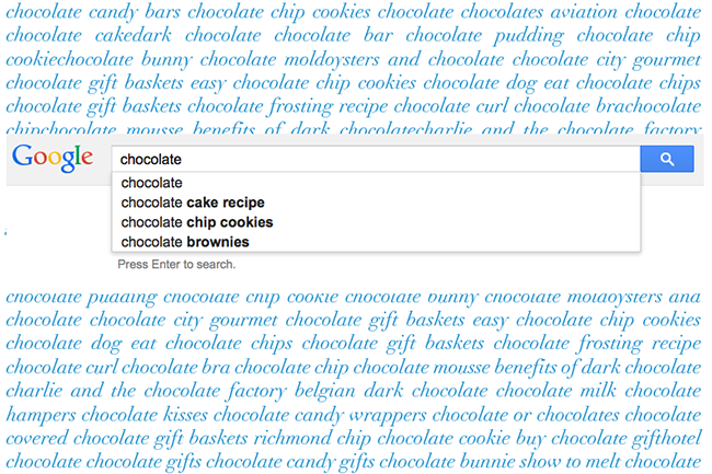 autocomplete chocolate